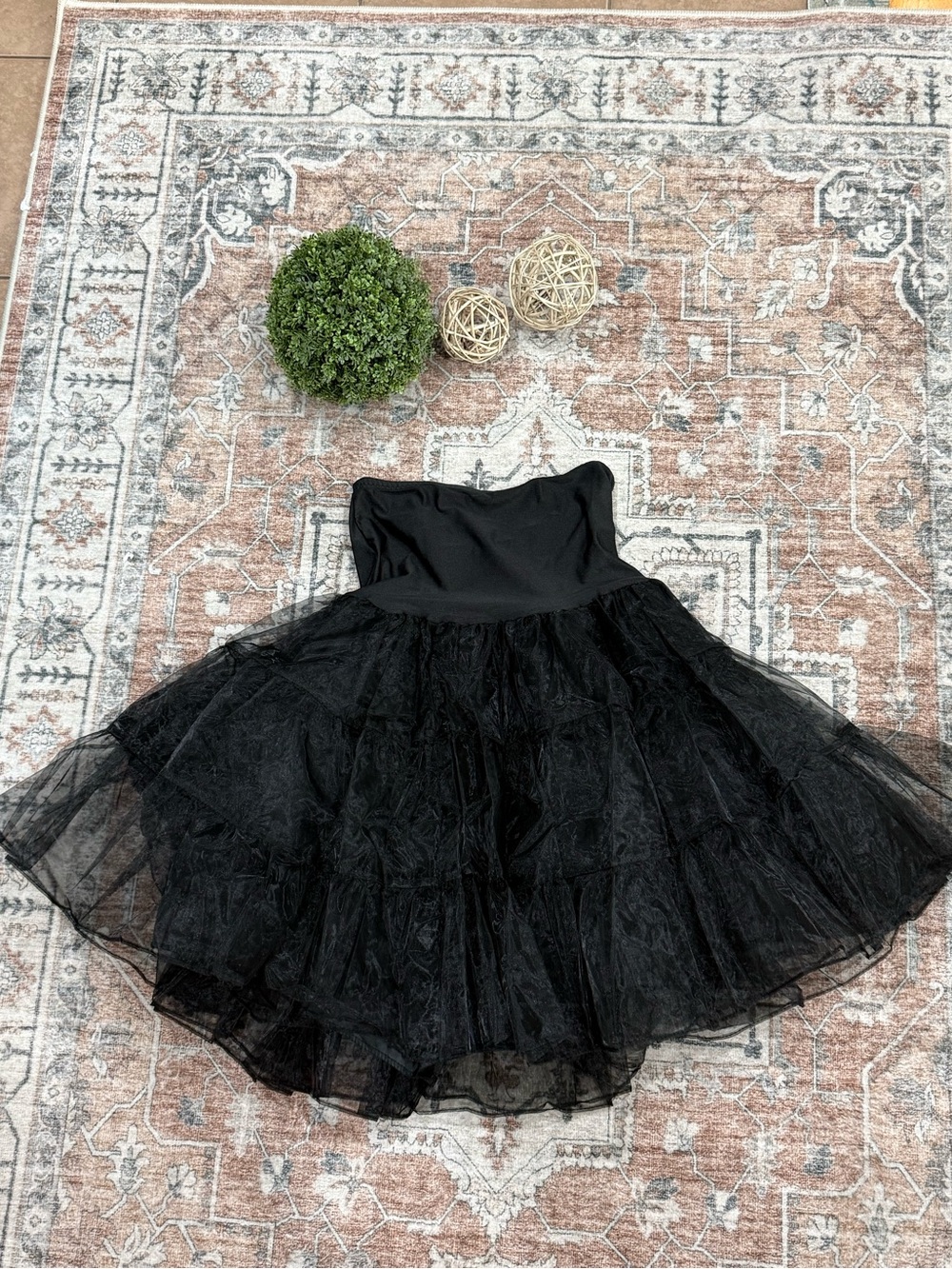 Strapless Black Tulle A-Line Skirt
